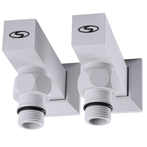 Набор Кран полуоборотный угловой с американкой SOLOMON LUX 1/2″ CUBE WHITE 8888 (1уп) (000021914)