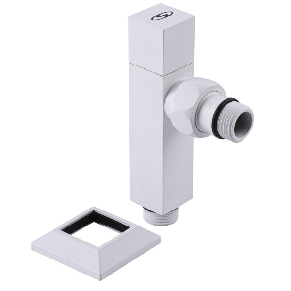 Набор Кран полуоборотный угловой с американкой SOLOMON LUX 1/2″ CUBE WHITE 8888 (1уп) (000021914)