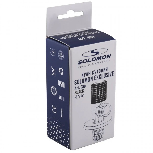 Кран кутовий кераміка SOLOMON EXCLUSIVE 1/2″X3/4″ 989 BLACK ( 1шт.) (000025635)