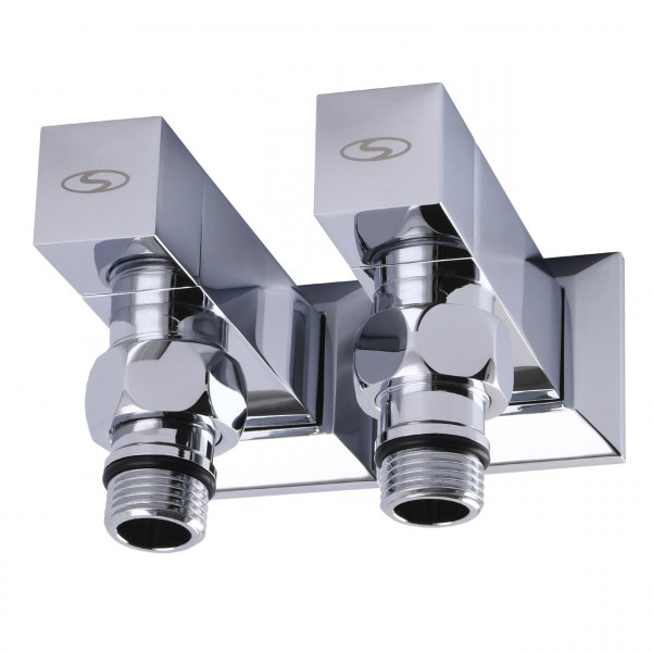 Набор Кран полуоборотный угловой с американкой SOLOMON LUX 1/2″ CUBE CHROM 8888 (1уп) (000021913)