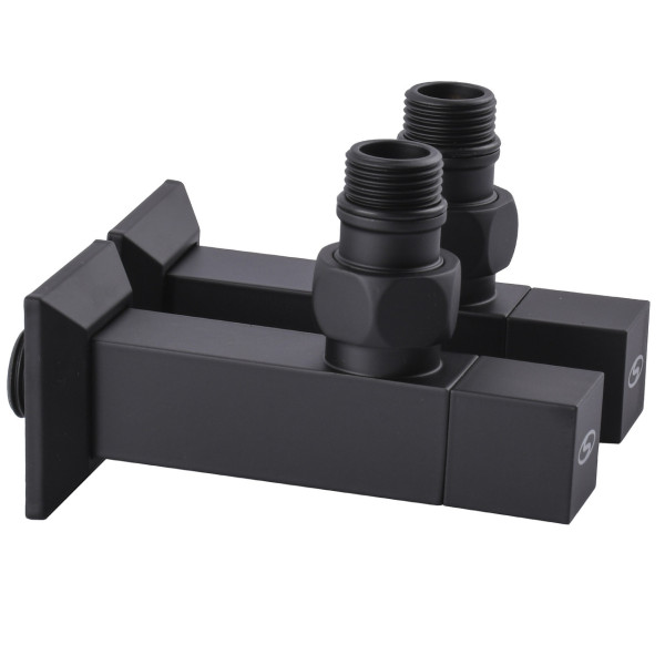 Набор Кран полуоборотный угловой с американкой SOLOMON LUX 1/2″ CUBE BLACK 8888 (1уп) (000021912)