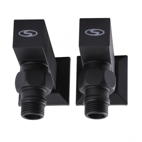 Набор Кран полуоборотный угловой с американкой SOLOMON LUX 1/2″ CUBE BLACK 8888 (1уп) (000021912)