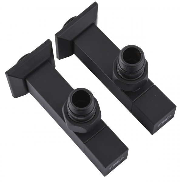 Набор Кран полуоборотный угловой с американкой SOLOMON LUX 1/2″ CUBE BLACK 8888 (1уп) (000021912)