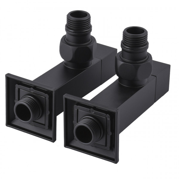 Набор Кран полуоборотный угловой с американкой SOLOMON LUX 1/2″ CUBE BLACK 8888 (1уп) (000021912)