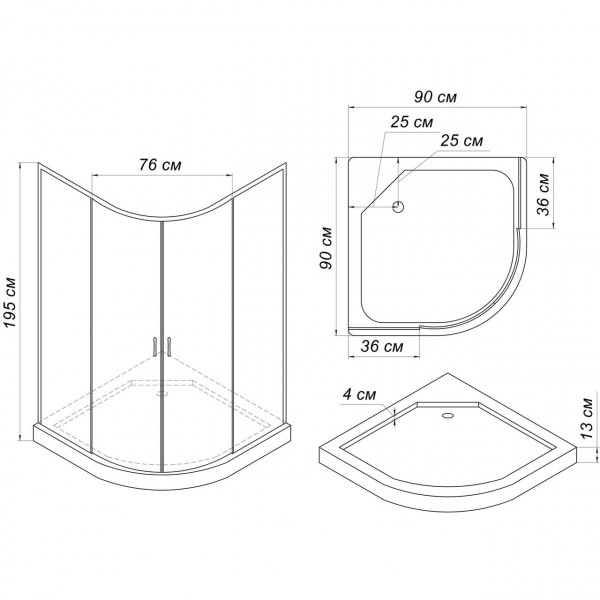 Душевая кабина BRAVO WISLA L90 (2уп.) (000015061)