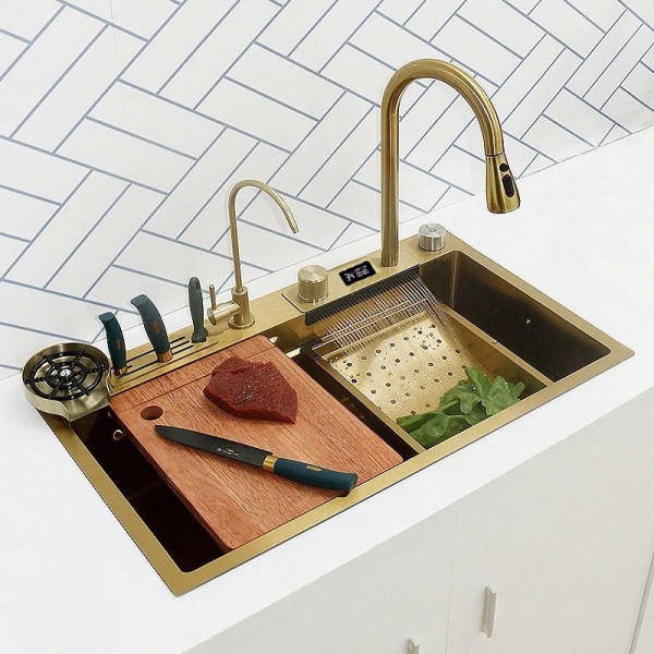 Кухонная раковина водопад Willda,кухонная мойка водопад ручной работы 75х46х22 (234081521)