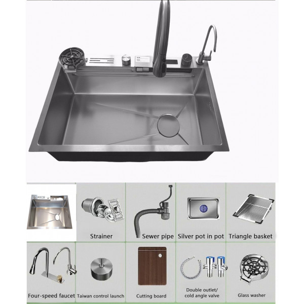 Кухонная раковина водопад Willda,кухонная мойка водопад ручной работы 75х46х22 (529430462)