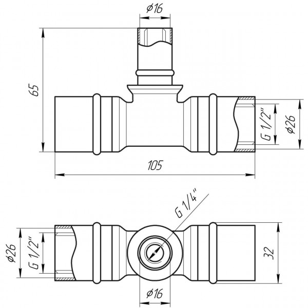 Тройник промежуточный пресс APE ITALY AP 131 26х16х26