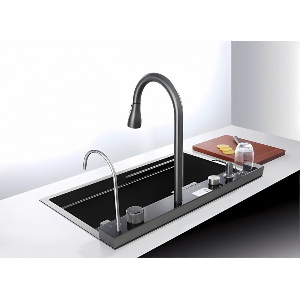 Кухонная раковина водопад Willda,кухонная мойка водопад темно-серая 75х46х22 (747992614)