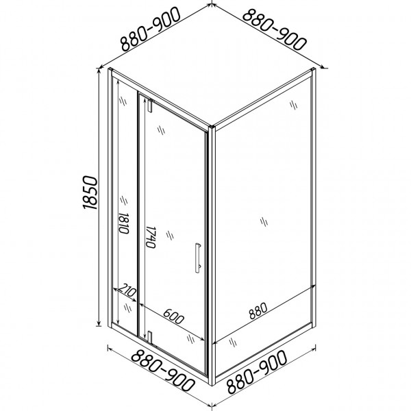 Душова кабіна BRAVO MORAVA N90BT БЕЗ піддона (1уп.) (000023255)