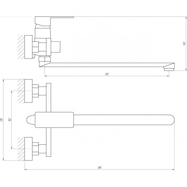 Смеситель для ванны Globus Lux Milano GLM-208N-11-Graphite (000023323)