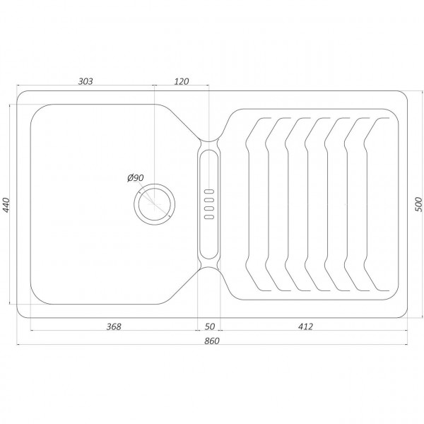 Гранітна мийка Globus Lux BOREN мигдаль 860x500мм-А0008 (000011816)