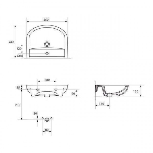 Умывальник мебельный Cersanit ARTECO 55 (UA) (000009414)