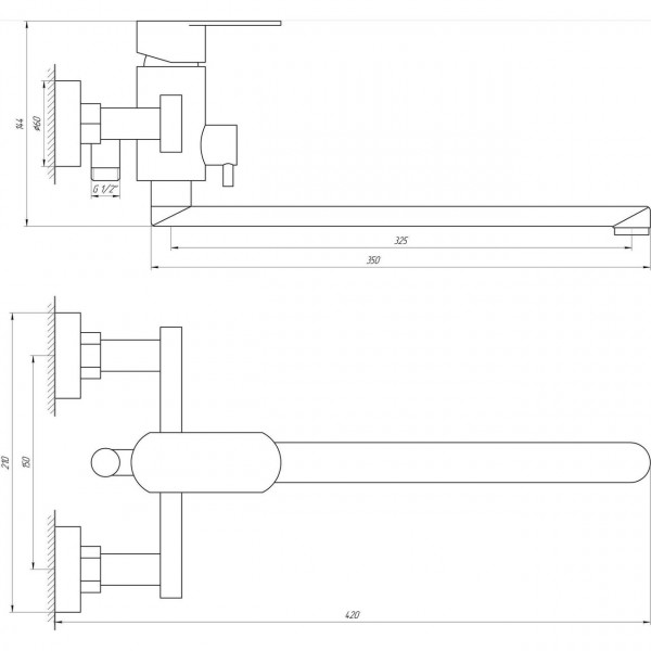 Смеситель для ванны Globus Lux Sorento SQ-208HR (000022607)