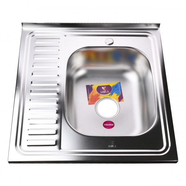 Мийка кухонна накладна прямокутна 600х600х180 Satin Right MR 6060 R E Mira (000014471)