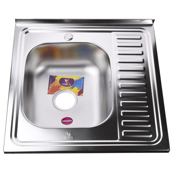 Мийка кухонна накладна прямокутна 600х600х180 Satin Left MR 6060 L E Mira (000014541)