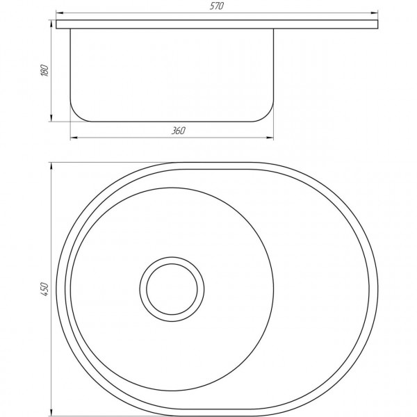 Мийка кухонна врiзна кругла з полицею 570х450х180 Decor MR 5745 L D Mira (000014451)