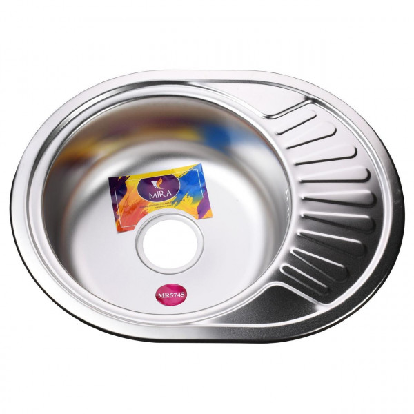 Мийка кухонна врiзна кругла з полицею 570х450х180 Satin MR 5745 E Mira (000014453)
