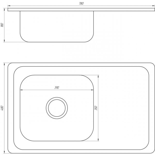 Мийка кухонна врiзна прямокутна з полицею 780х480х180 Decor MR 7848 D Mira (000014463)