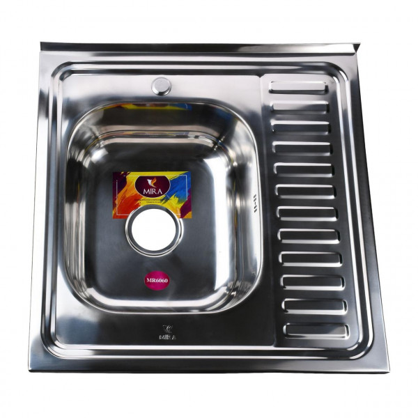 Мийка кухонна накладна прямокутна 600х600х180 Polish Left MR 6060 L P Mira (000014540)