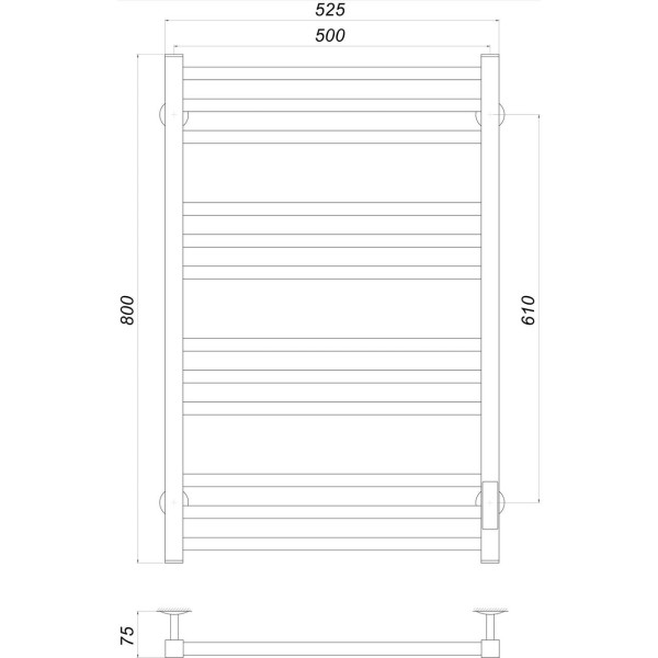 Рушникосушарка UNIO MS EU 800-500-12 BLK Модена электро черная (000022549)