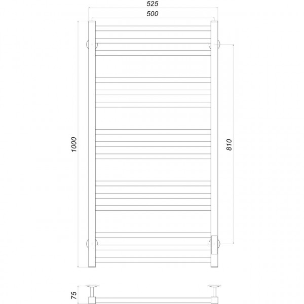 Рушникосушарка UNIO MS EU 1000-500-15 BLK Модена електро чорна (000022548)