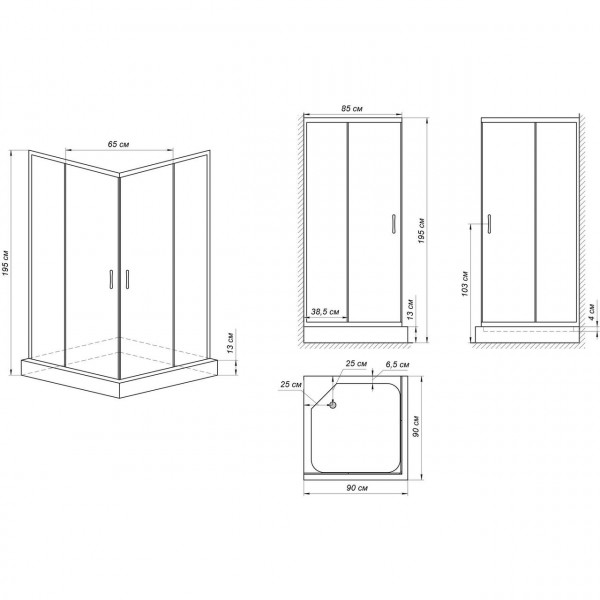 Душова кабіна BRAVO ODRA L90W.Line (2уп.) (000020456)