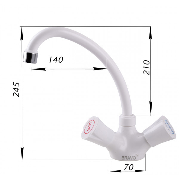 Змішувач для кухні BRAVO B2-11-203 термостійкий ABS пластик (000024364)