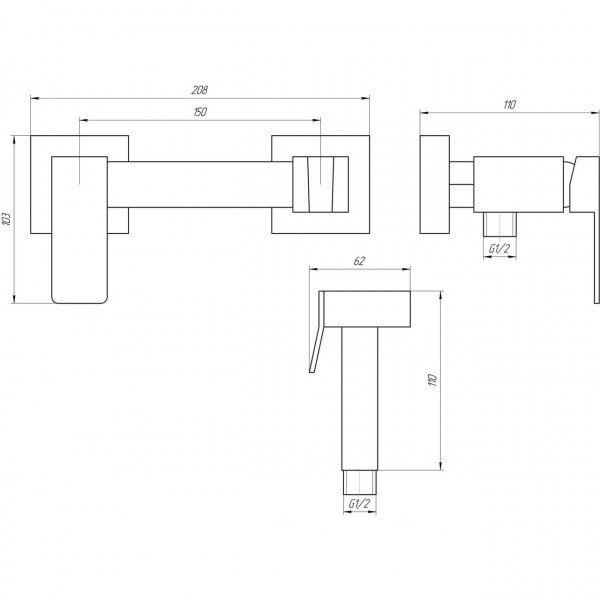 Смеситель гигиенический Globus Lux Niagara GLN-5-106MIX-SS (000022949)