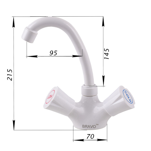 Смеситель для умывальника BRAVO B2-11-401 термостойкий ABS пластик (000024474)