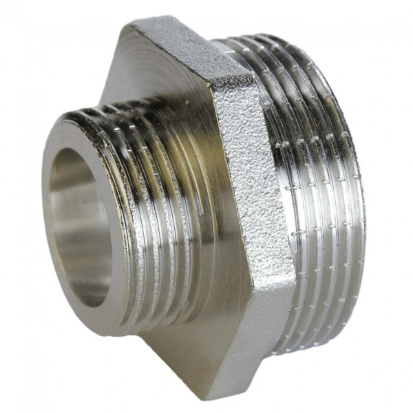 Ніпель редукційний нікельований 1″ЗР х 1/2″ЗР штампований під прокладку А0513-1А(нк) VA (000028737)