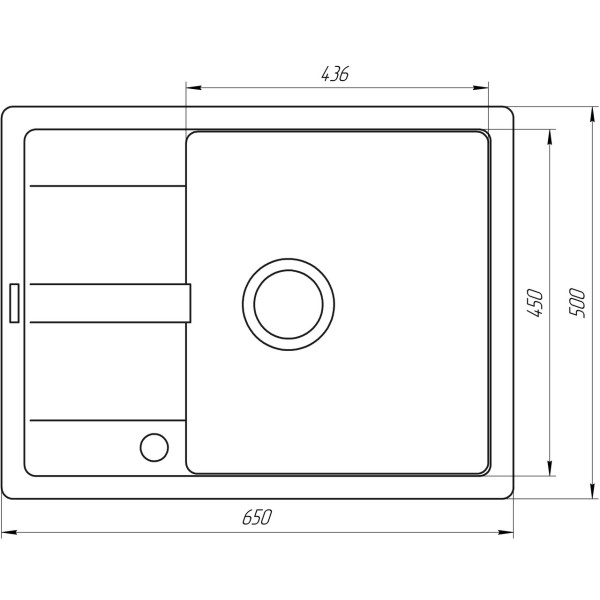 Гранитная мойка Mira ONZA черный 650 х 500 мм (000028782)