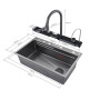 Кухонная раковина водопад темно-серая Willda,кухонная мойка водопад темно-серая 68х46х22 (810587844)