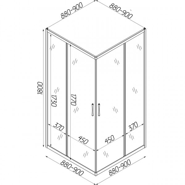 Душевая квадратная кабина без поддона ODRA N90TS.Line BRAVO (1уп.) (000028398)