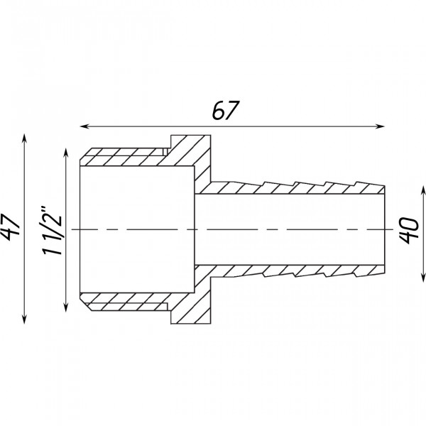 Штуцер нікельований 1 1/2″ЗР х 40мм штампований А2082А(нк) VA (000029026)