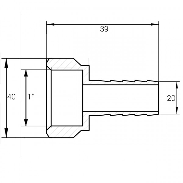 Штуцер латунний 1″ВР х 20мм ливарний 1618Б (000029028)