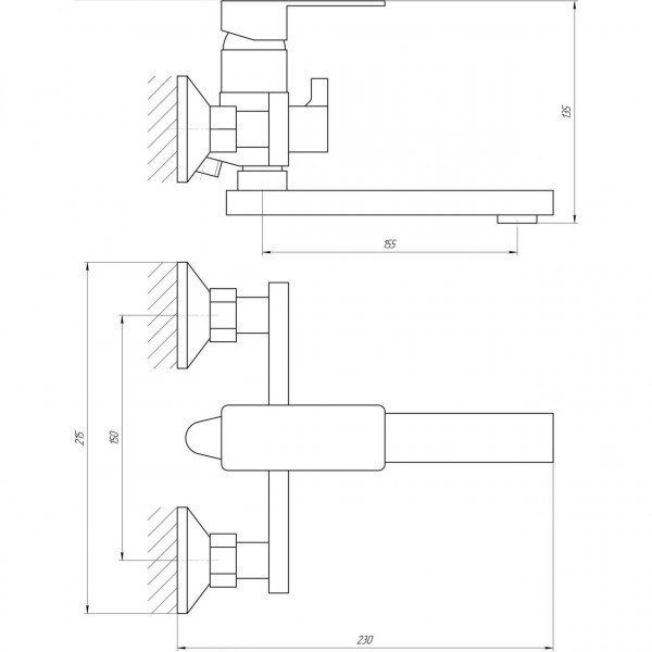 Смеситель для ванны Globus Lux Milano GLM-0102N-11-GRAPHITE (000027887)