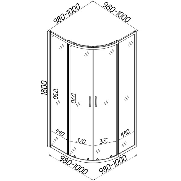 Душевая кабина полукруглая без поддона WISLA N100FS BRAVO (1уп.) (000028394)