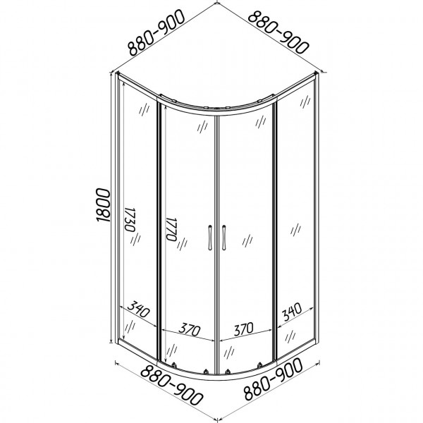 Душевая кабина полукруглая без поддона WISLA N90TS.Line BRAVO (1уп.) (000028395)