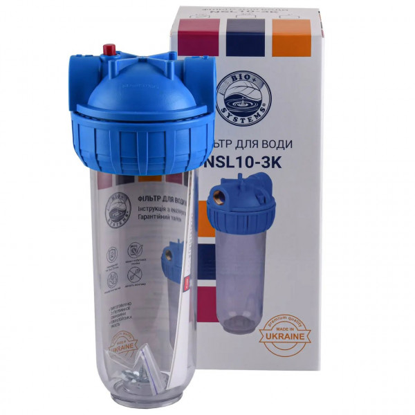 Фильтр-колба 3-х комп.+ ключ, планка, БЕЗ картриджа Bio+ systems NSL10-3K, 1″ (000018041)