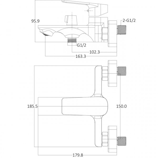 Смеситель для ванны Globus Lux BONN GLB-0102N (000028493)