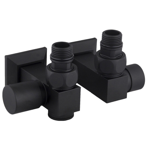 Набір Кран вентильний кутовий з американкою SOLOMON LUX 1/2″CUBE BLACK 8888_ТЕН (1уп) (000028372)