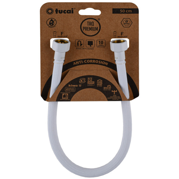 Шланг водяний TUCAI TAQ PREMIUM GRIF 1/2″x1/2″ BВ 0,5м.АНТИКОР. ACB HG-1212-500 (Білий Мат) 209973 (000029280)