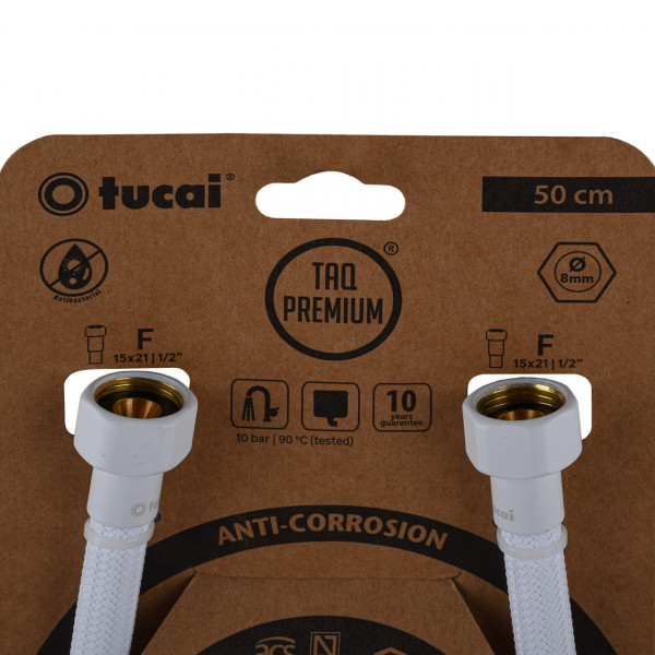 Шланг водяний TUCAI TAQ PREMIUM GRIF 1/2″x1/2″ BВ 0,5м.АНТИКОР. ACB HG-1212-500 (Білий Мат) 209973 (000029280)