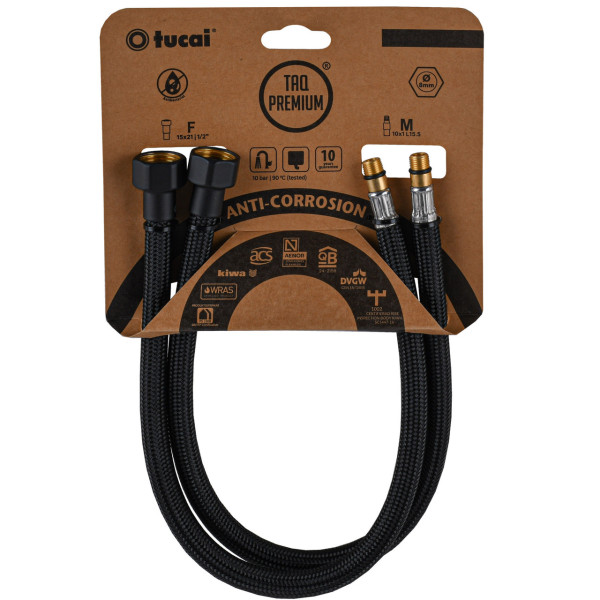 Шланг для змішувача TUCAI TAQ PREMIUM GRIF М10х1/2″ 0,4м. АНТИКОР. AСB ПАРА (Чорний Мат) 209964 (000029281)