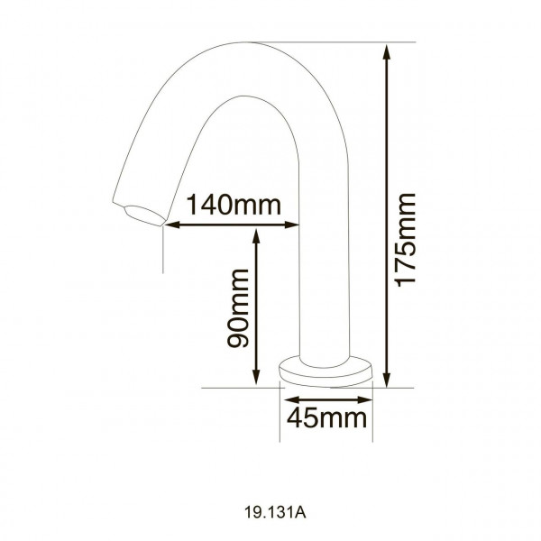 Кран сенсорний для умив-ка HOTEC 19.131A-DC/AC (220V/6V),висота 175мм,з трансформатором,латунь Cold (000019614)