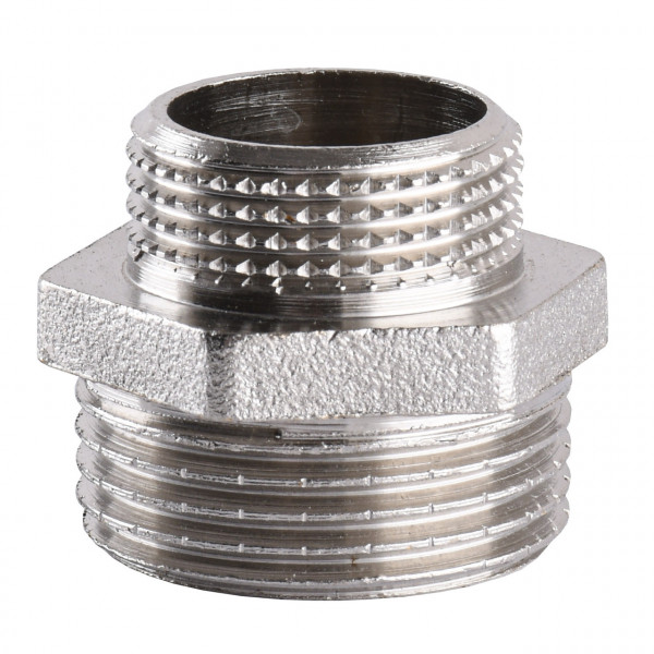 Ніпель редукційний нікельований 1″ЗР х 3/4″ЗР штампований А0512А(нк) VA (000024886)