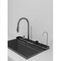 Кухонна раковина водоспад темно-сіра Willda, кухонна мийка водоспад темно-сіра 68х46х22 (383378831)