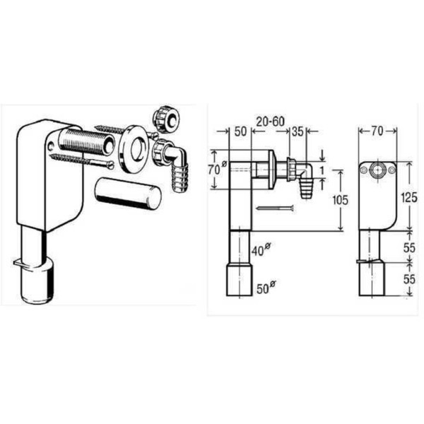 Сифон для стиральной машины VIEGA 50/40 скрытого монтажа 452452 (000006443)