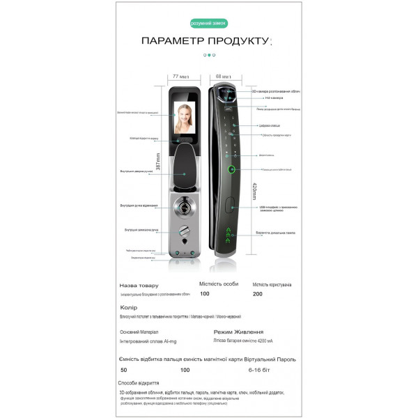 (Дверний замок 919 зі сканером відбитка пальців (955775334)